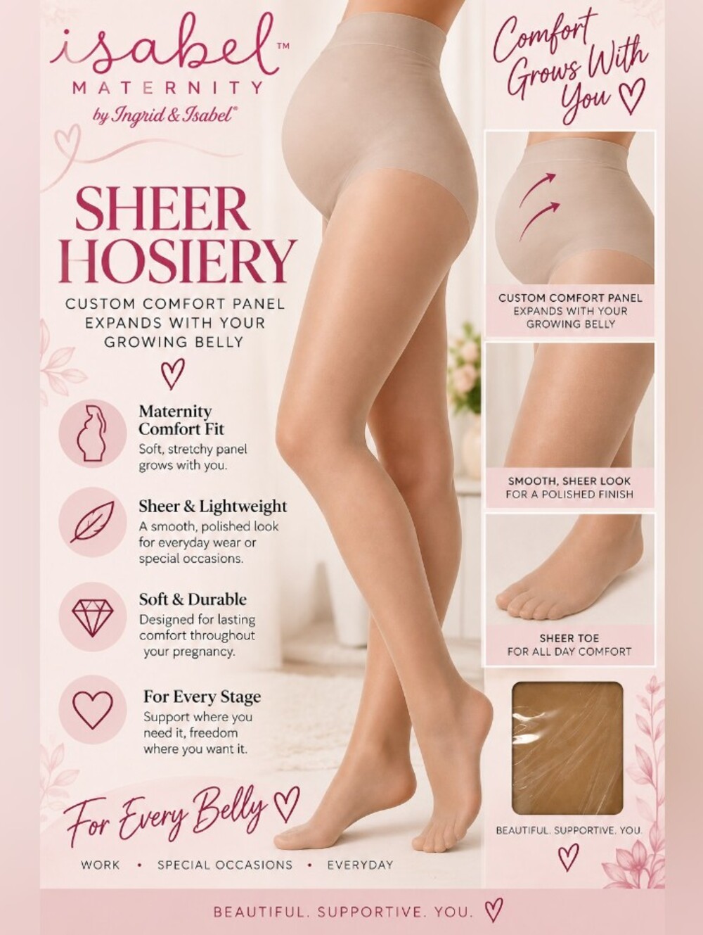 Isabel Maternity Sheer Hosiery - Nude 3pk